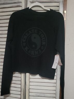 Spiritual Gangster Black 'Create Your Karma' Long-Sleeve Graphic Top